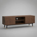 Mobile TV rettangolare in MDF impiallacciato noce marrone con 4 ante e 2 vani, 160 x 40 x 60 cm