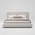 Letto matrimoniale contenitore 160 x 200 cm in tessuto bouclé avorio e marrone con testiera imbottita