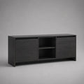 Mobile TV basso in MDF effetto rovere nero con 2 ante e 2 vani aperti, 150 x 40 x 70 cm
