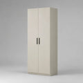 Armadio guardaroba rettangolare a 2 ante in truciolare melaminico bianco con maniglie nere, 80 x 50 x 180 cm