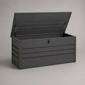 Baule da giardino in acciaio zincato antracite da 400 L, 120 x 60 x 63 cm