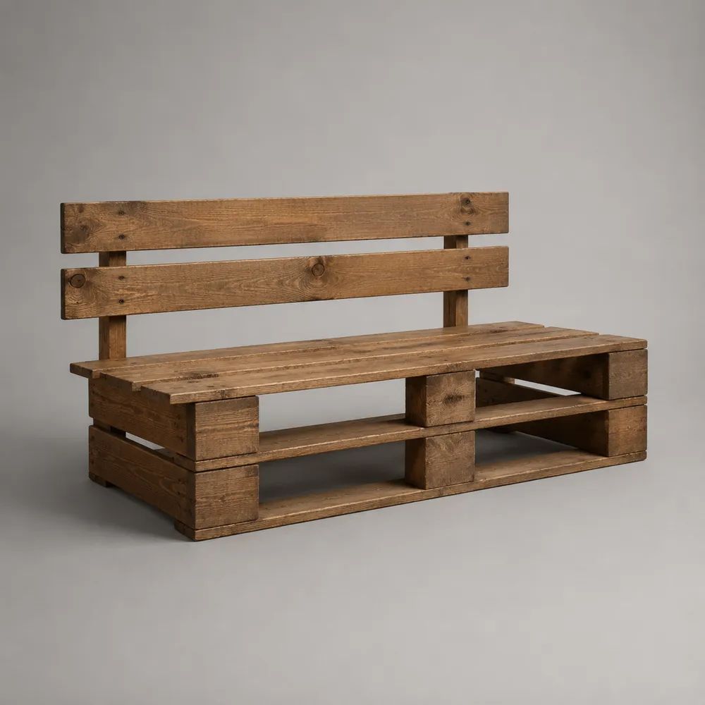 Panca da giardino rettangolare in legno massello di pino marrone con schienale, 120 x 60 x 90 cm