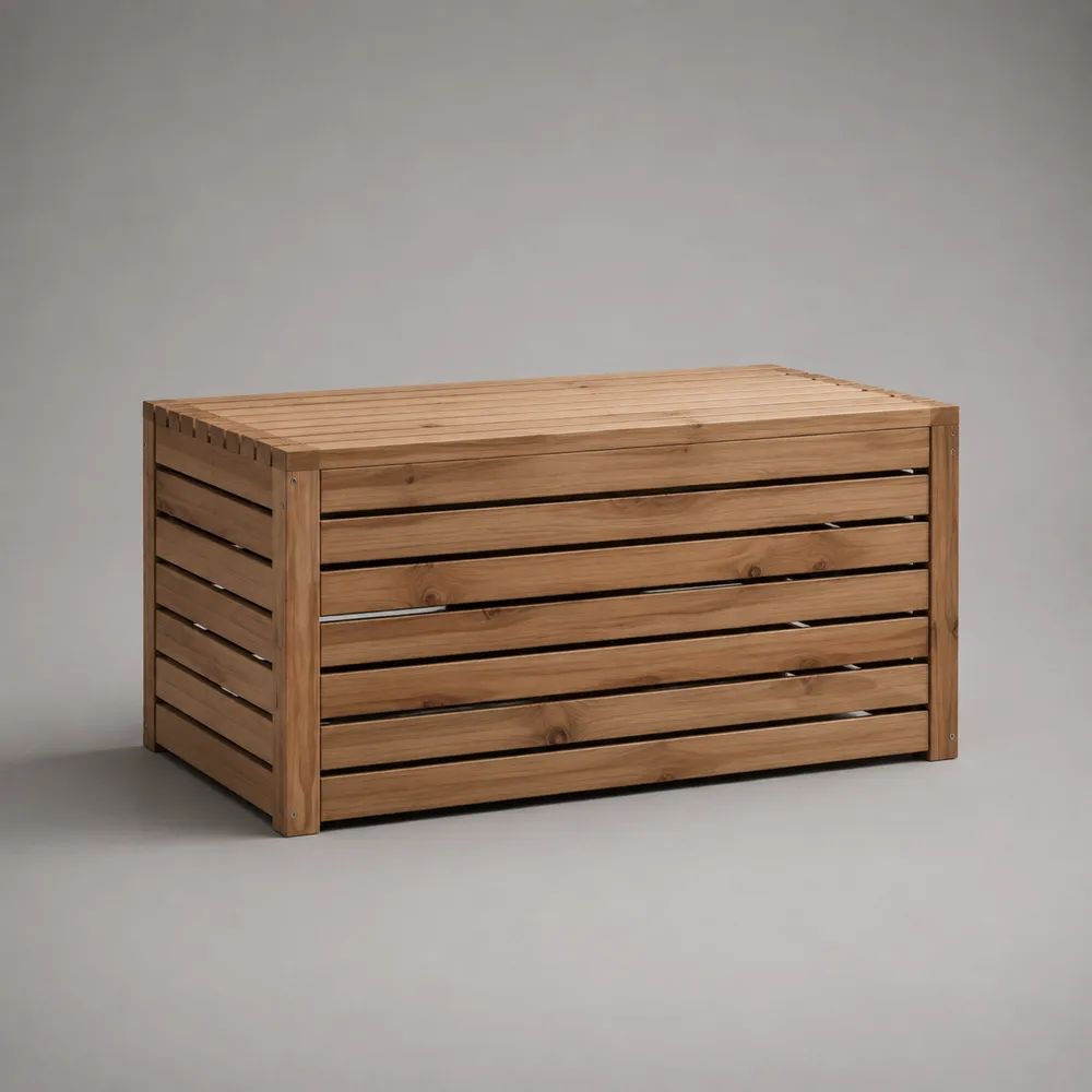 Baule da giardino rettangolare in legno massello di abete marrone, 120 × 60 × 60 cm