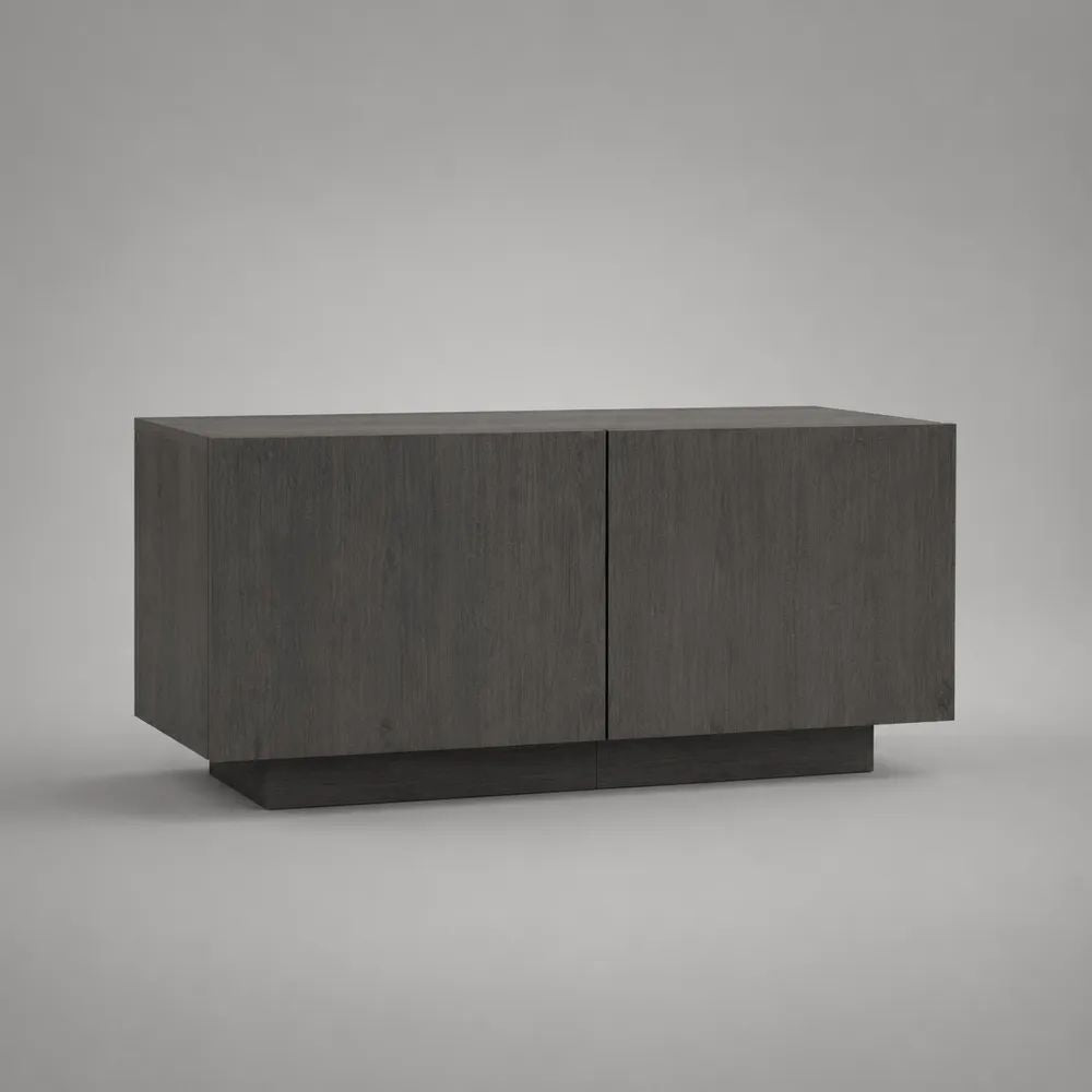 Mobile TV basso in MDF melaminico effetto rovere grigio antracite con 2 ante, 120 x 40 x 65 cm
